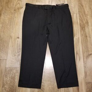 New GS Mens 50x30 Flat Front Black Dress Pants Big Tall Performance Career Pant